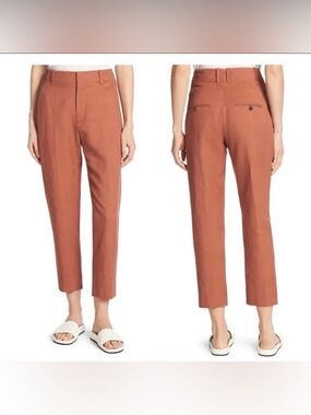 Vince- Cropped Straight-Leg Rust Trousers